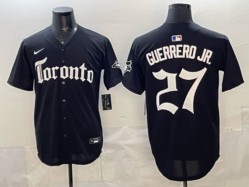 Men 2026 Toronto Blue Jays #27 Guerrero jr Black 5th generation Joint Name Nike MLB Jersey style 1214